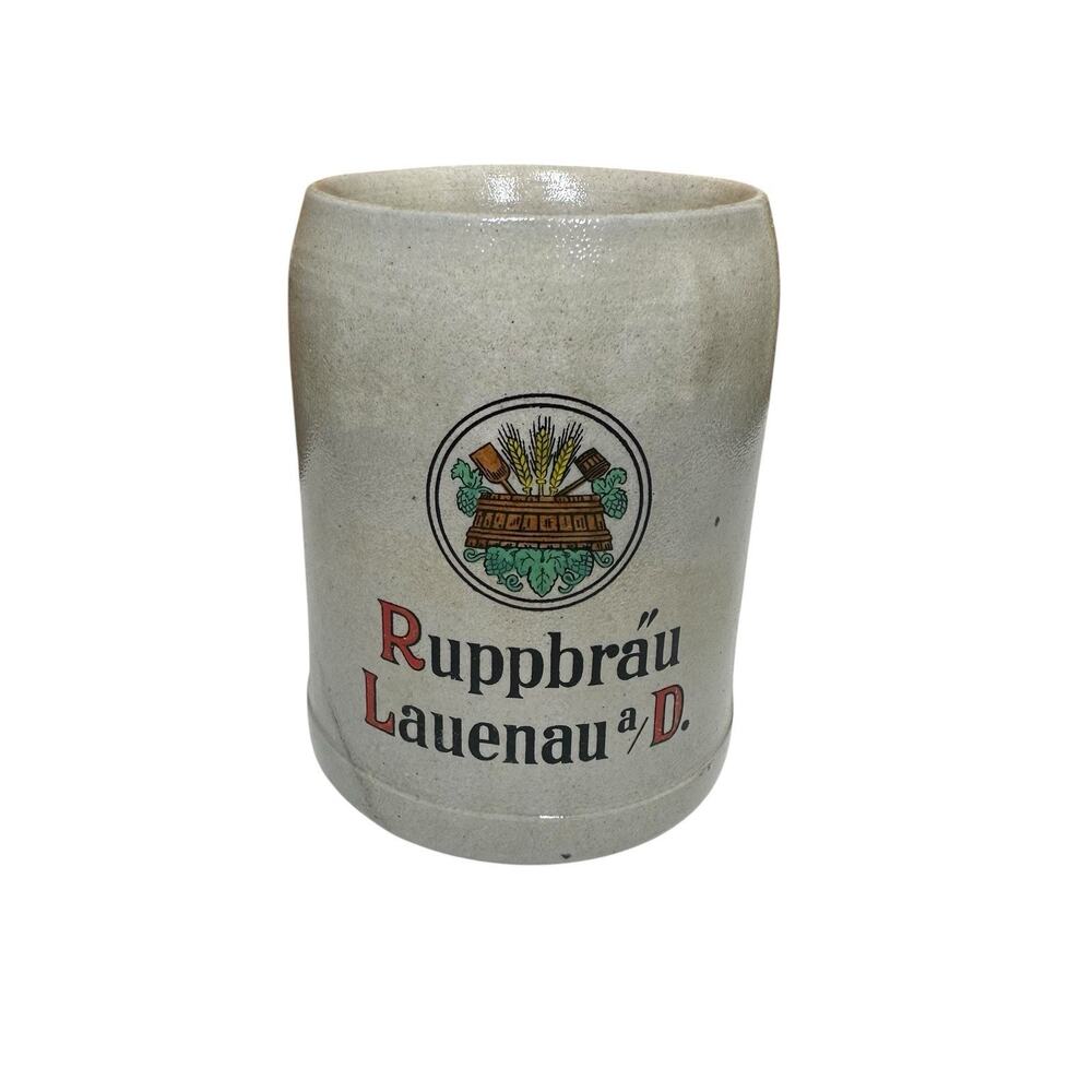 Vintage Ruppbrau Lauenau Beer Stein Mug .5L Half Liter‎ Germany Stoneware